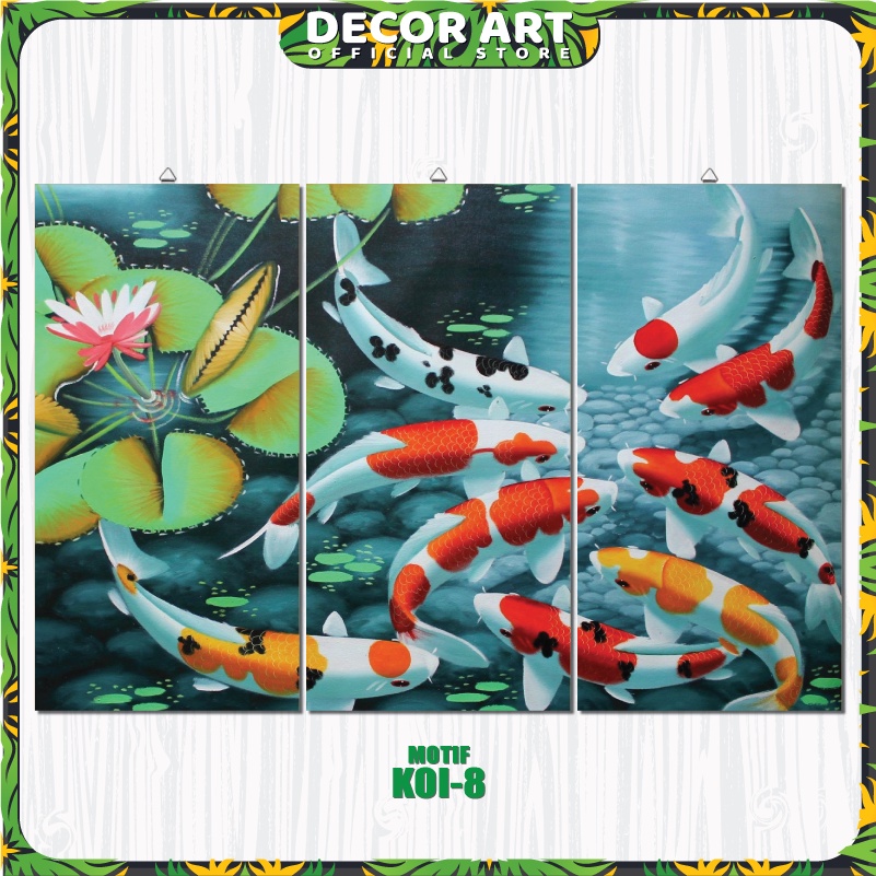 Jual DecorArt 45x30 Cm Pajangan Hiasan Dinding Motif Ikan Koi 3 Pcs