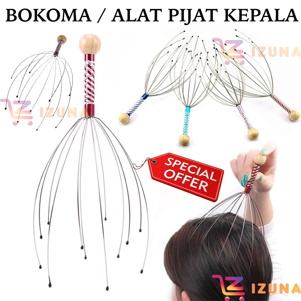 Jual IZUNA Bokoma Stainless Alat Pijat Kepala Alat Terapi Pijat