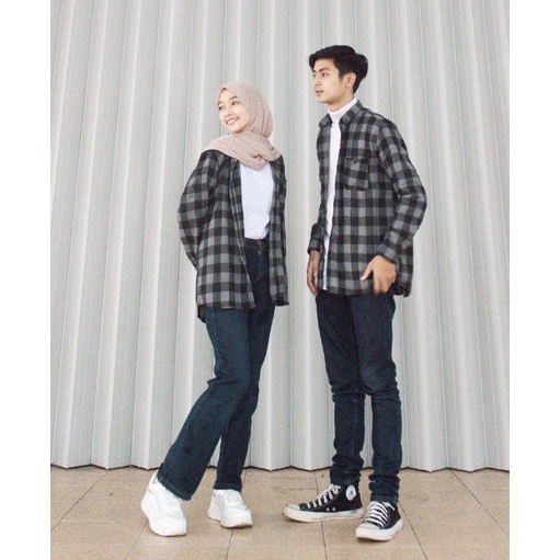 Jual Kemeja Flannel Couple PASANGAN Motif Kotak Kotak Terbaru