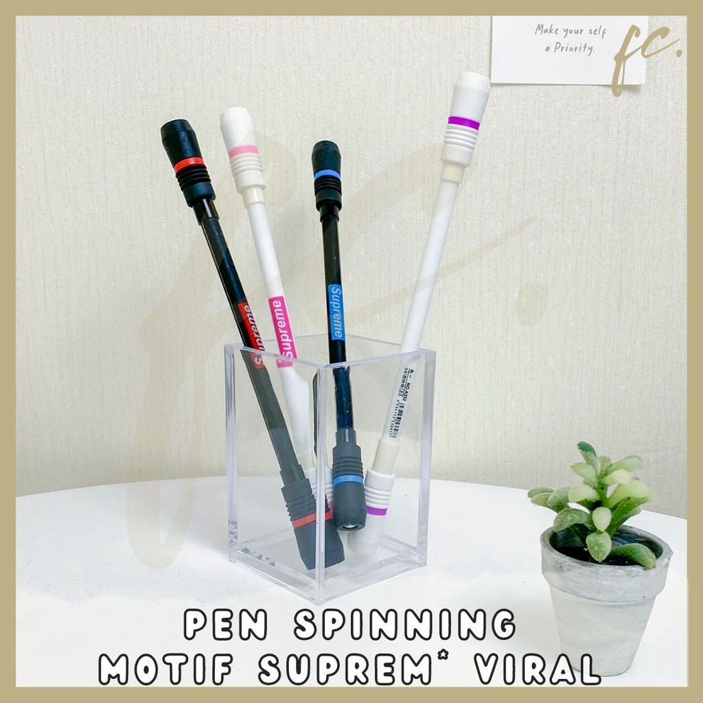 Jual Pen Pulpen Gel Putar Magnet Spinning Cute Viral Monokrom Polos