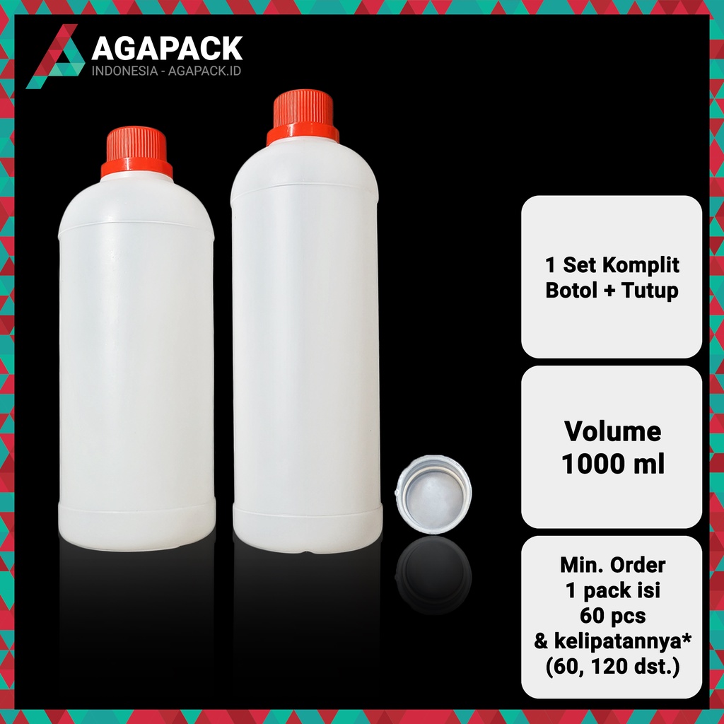 Jual Botol Agro 1 Liter Labor Plastik HDPE 1 L 1Liter 1L 1000ml 1000 Ml