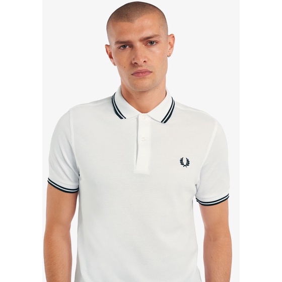 Jual Fred Perry M Twint Tipped Polo Shirt In White Black