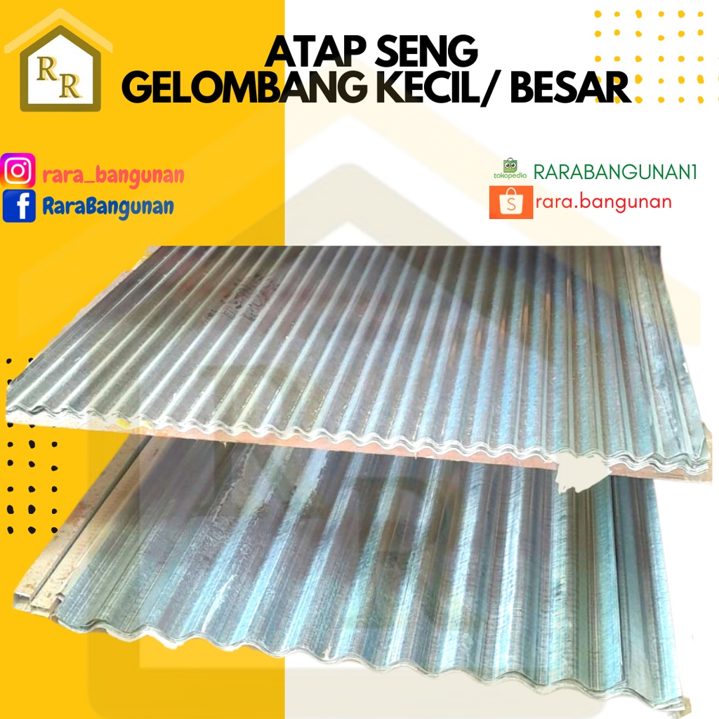 Jual ATAP GENTENG SENG GELOMBANG KECIL DAN BESAR WARNA SILVER PANJANG