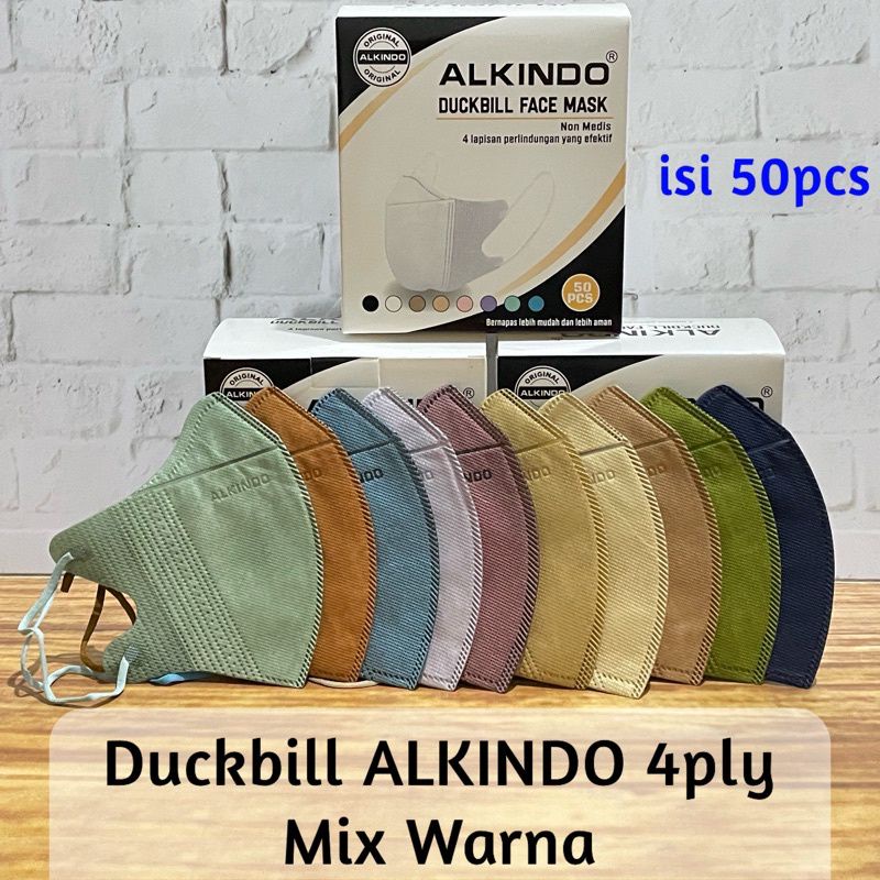 Jual ALKINDO Duckbill 4 PLY Dewasa Isi 50 PCS Masker Box Medis Earloop