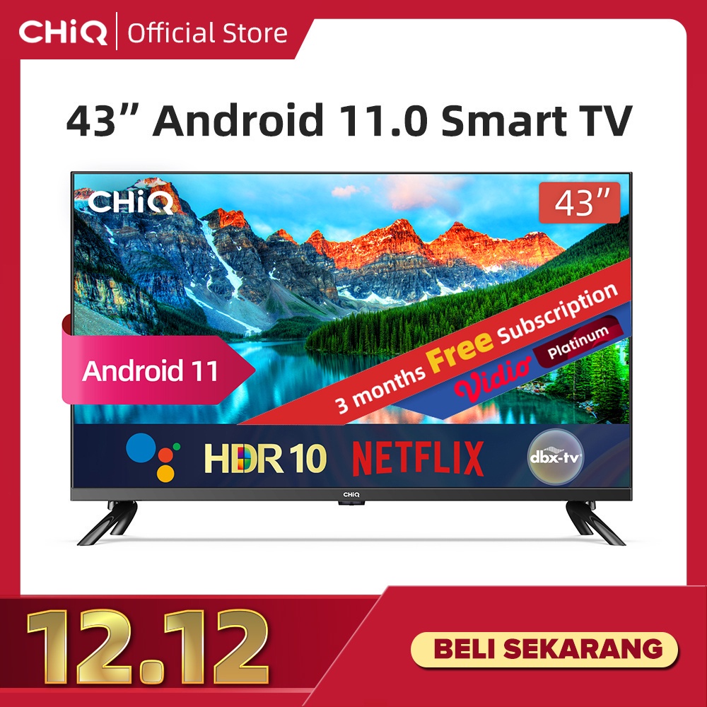 Jual CHiQ 43 Inch Newest Android 11 Frameless Smart TV Digital LED TV