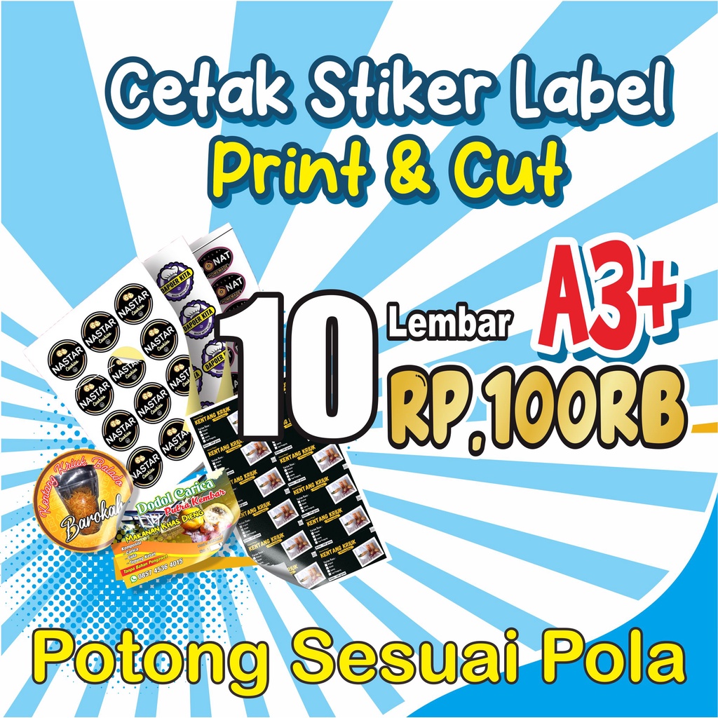 Jual Cetak Stiker A Lebel Makanan Cutting Sesuai Pola Shopee