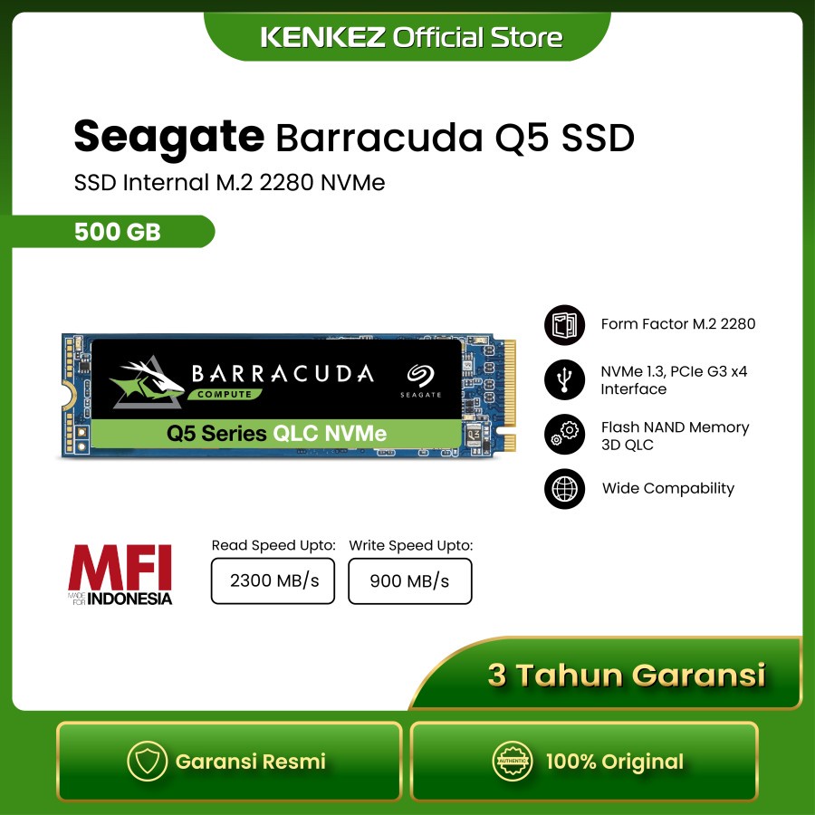 Jual Seagate BarraCuda Q5 SSD 500GB M 2 2280 NVMe Shopee Indonesia