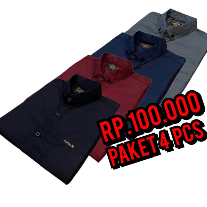 Jual PROMO 100 Rb Dapat 4 Potong Kemeja Pria Lengan Pendek Polos Formal