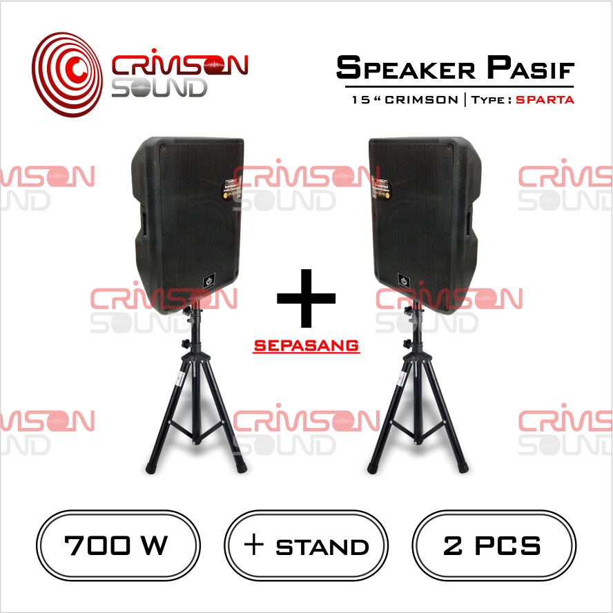 Jual SPEAKER PASIF 15 Inch 700 Watt SUPER BASS CRIMSON SPARTA STAND