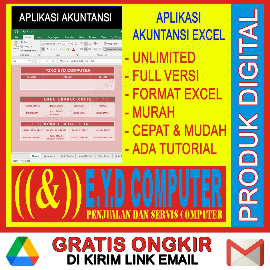 Jual APLIKASI AKUNTANSI EXCEL SIAP PAKAI PROGRAM AKUTANSI LAPORAN