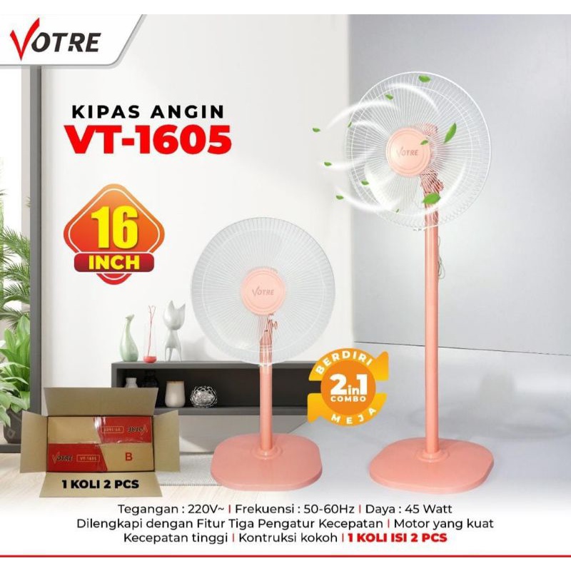 Jual Kipas Angin Votre VT 1605 VT 1602 16 Stand Berdiri Stand Fan