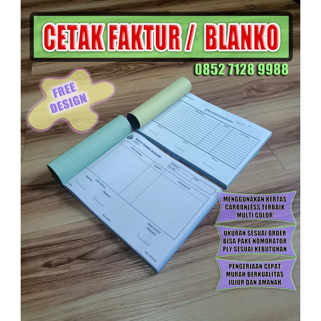 Jual MURAH Cetak 1 Warna 1 Rangkap Faktur Nota Kwitansi Kop Surat