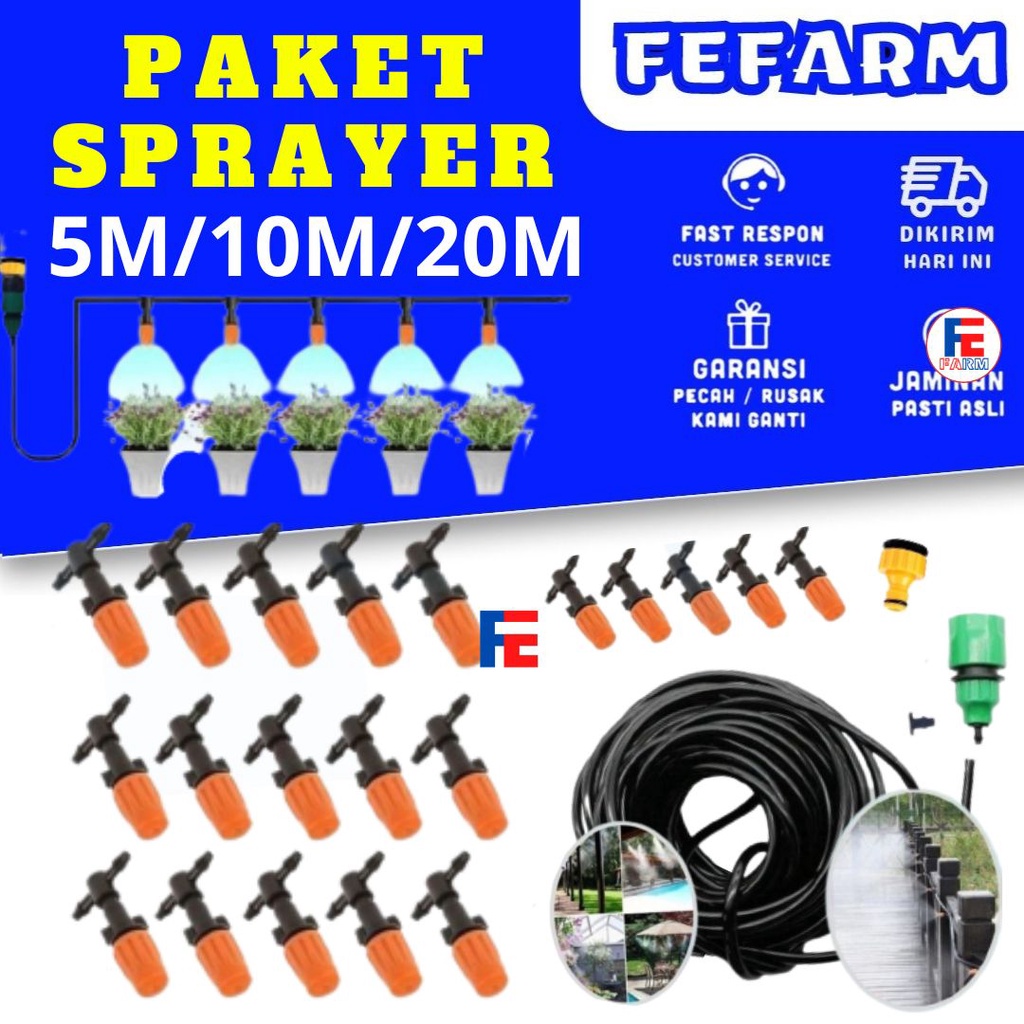 Jual Paket Set Mist MIST NOZZLE SPRAYER MISTING 20M SPRINKLER SPRAYER