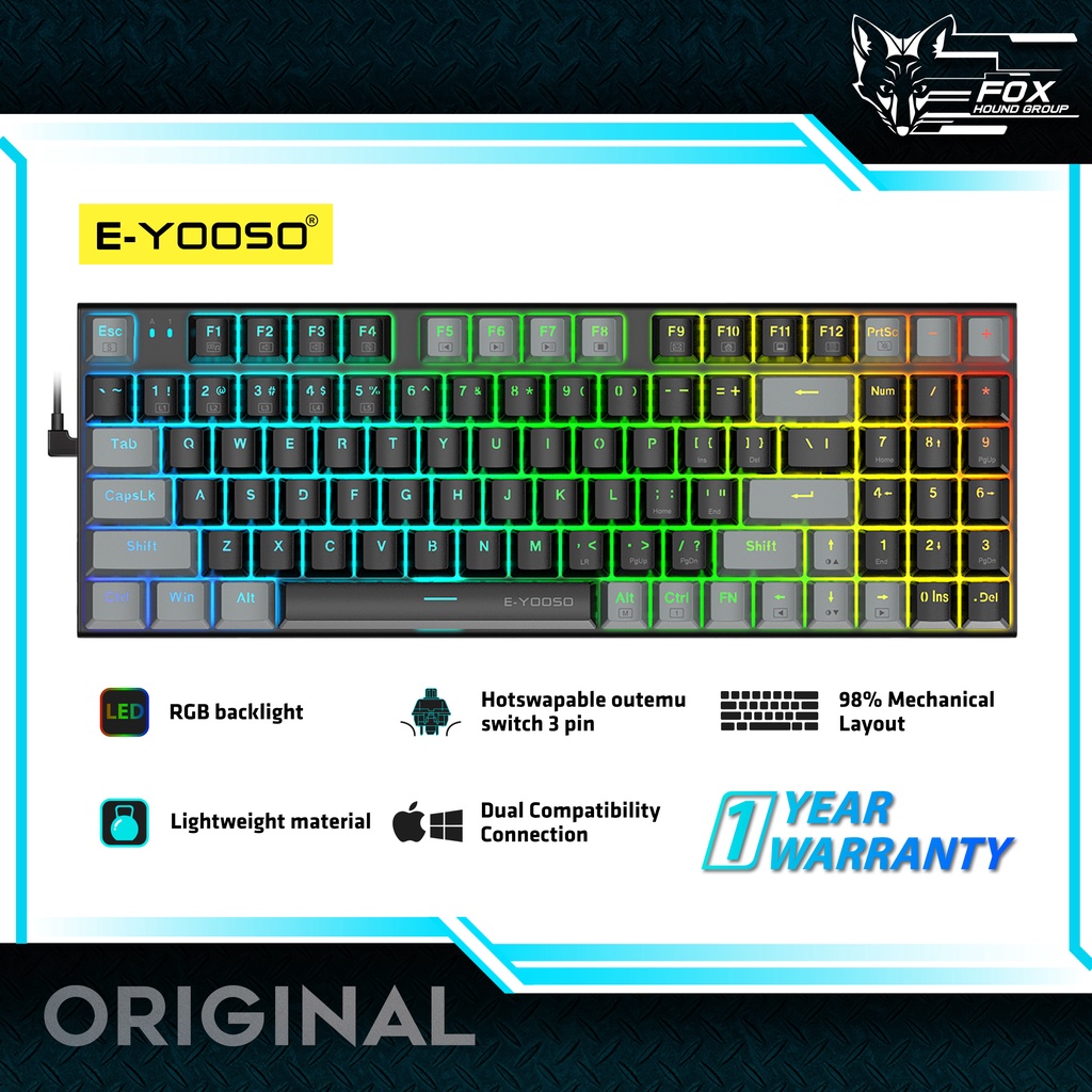 Jual E Yooso Z 19 Hotswap Black RGB Red Brown Switch Keyboard