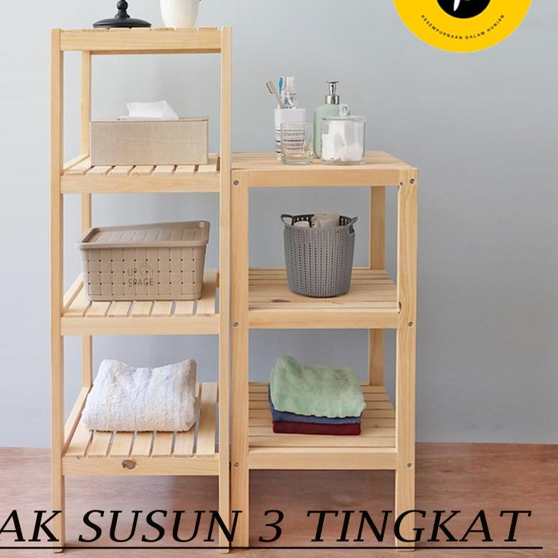 Jual Oana Wooden Shelf 4 Tingkat Rak Kayu Rak Serbaguna Rak