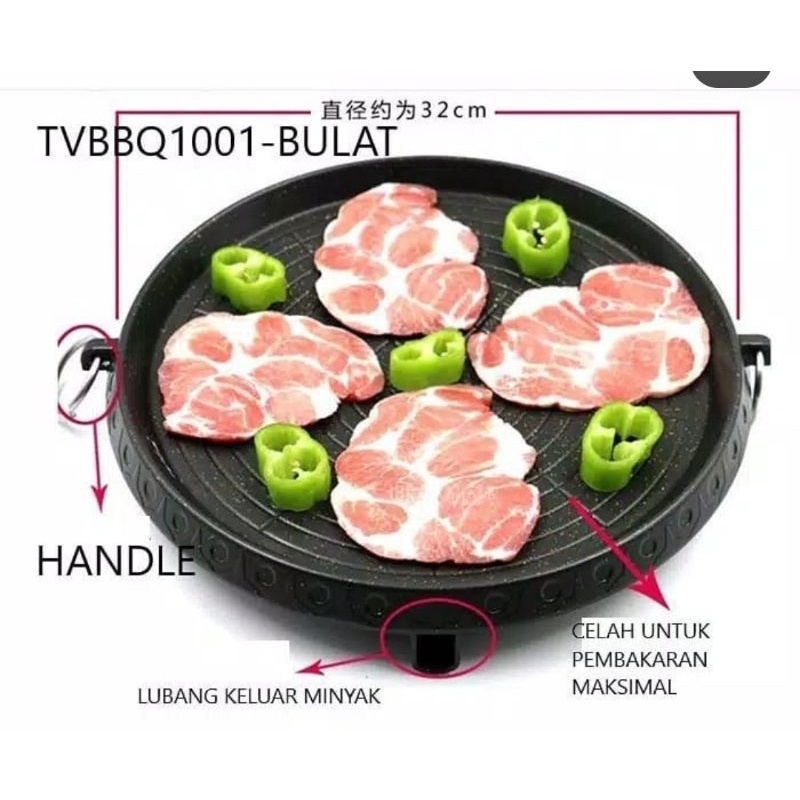 Jual COD 700 GR BULGOGI PAN TANPA TUTUP MERK RANDOM BBQ ROUND GRILL PAN