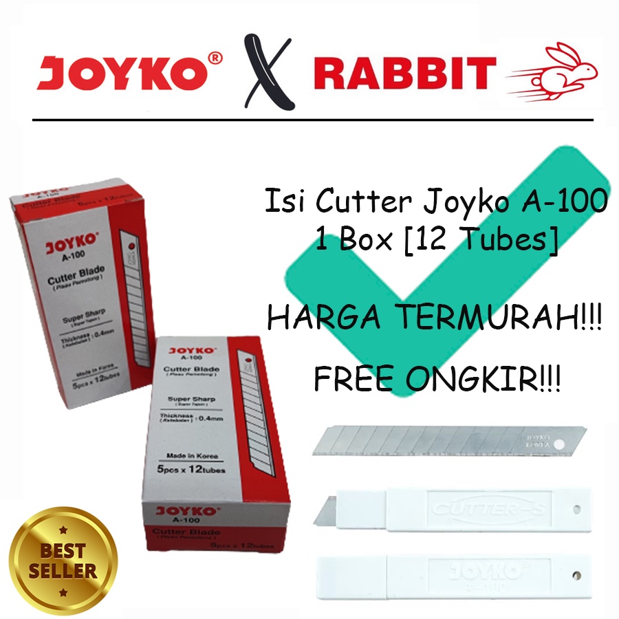 Jual Cutter Blade Refill Isi Pisau Pemotong Joyko A 100 1 Box 12 Tubes