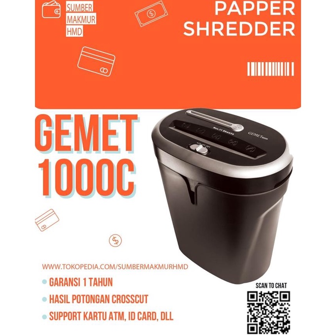 Jual Mesin Penghancur Kertas Gemet C Paper Shredder Shopee