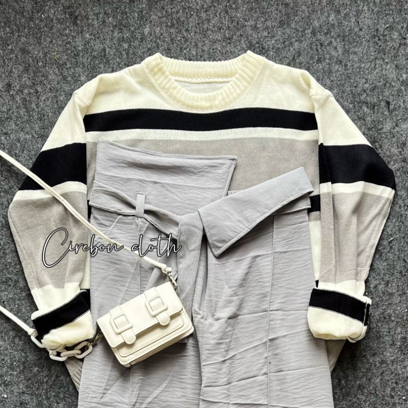 Jual Cirebon Cloth One Set Sweater Claudya One Set Rajut Wanita