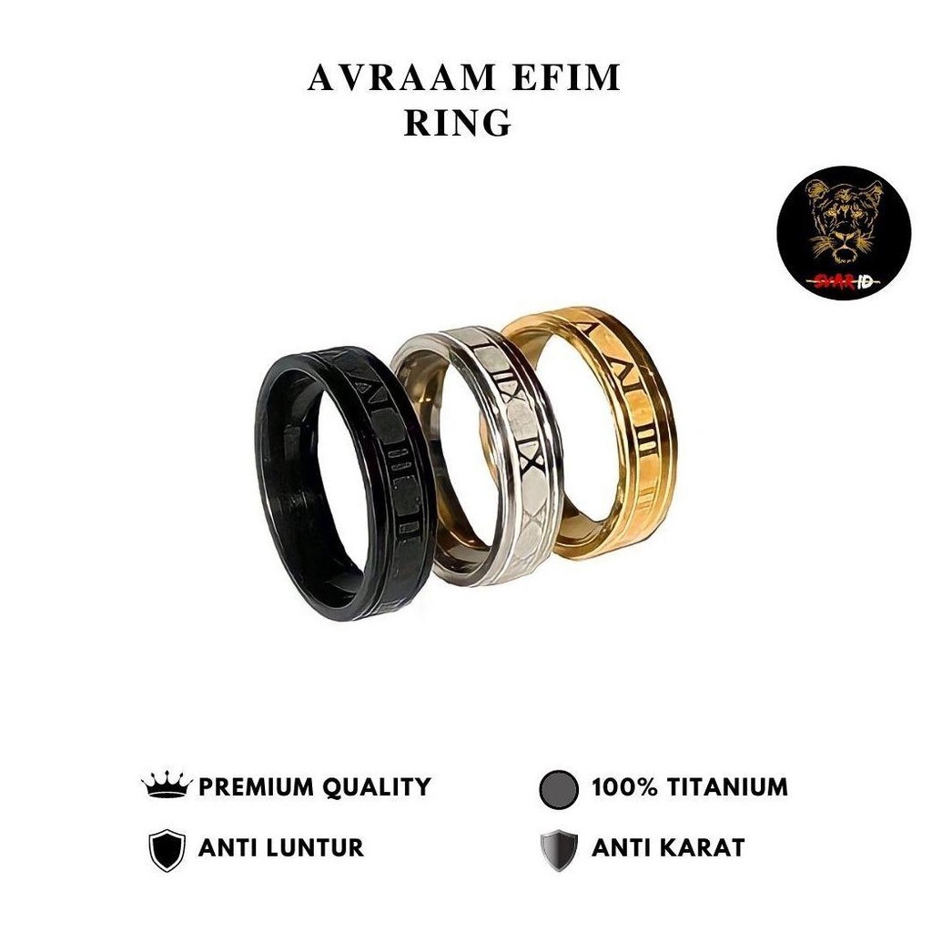 Jual Avraam Ring Cincin Titanium Ori Keren Pria Wanita Angka Romawi