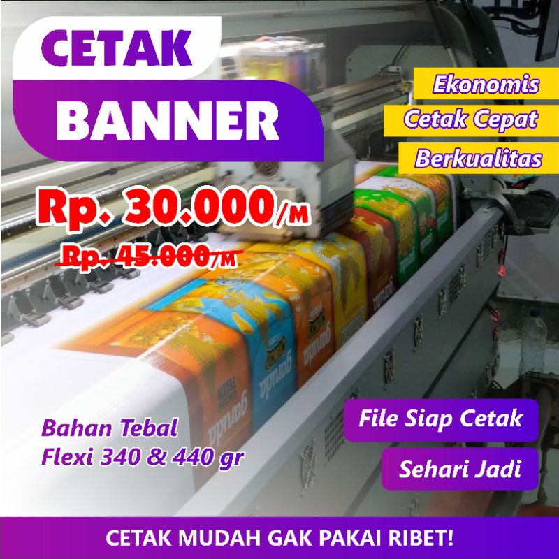 Jual Cetak Banner Flexi 340 440gr Tebal Cetak Spanduk Baliho