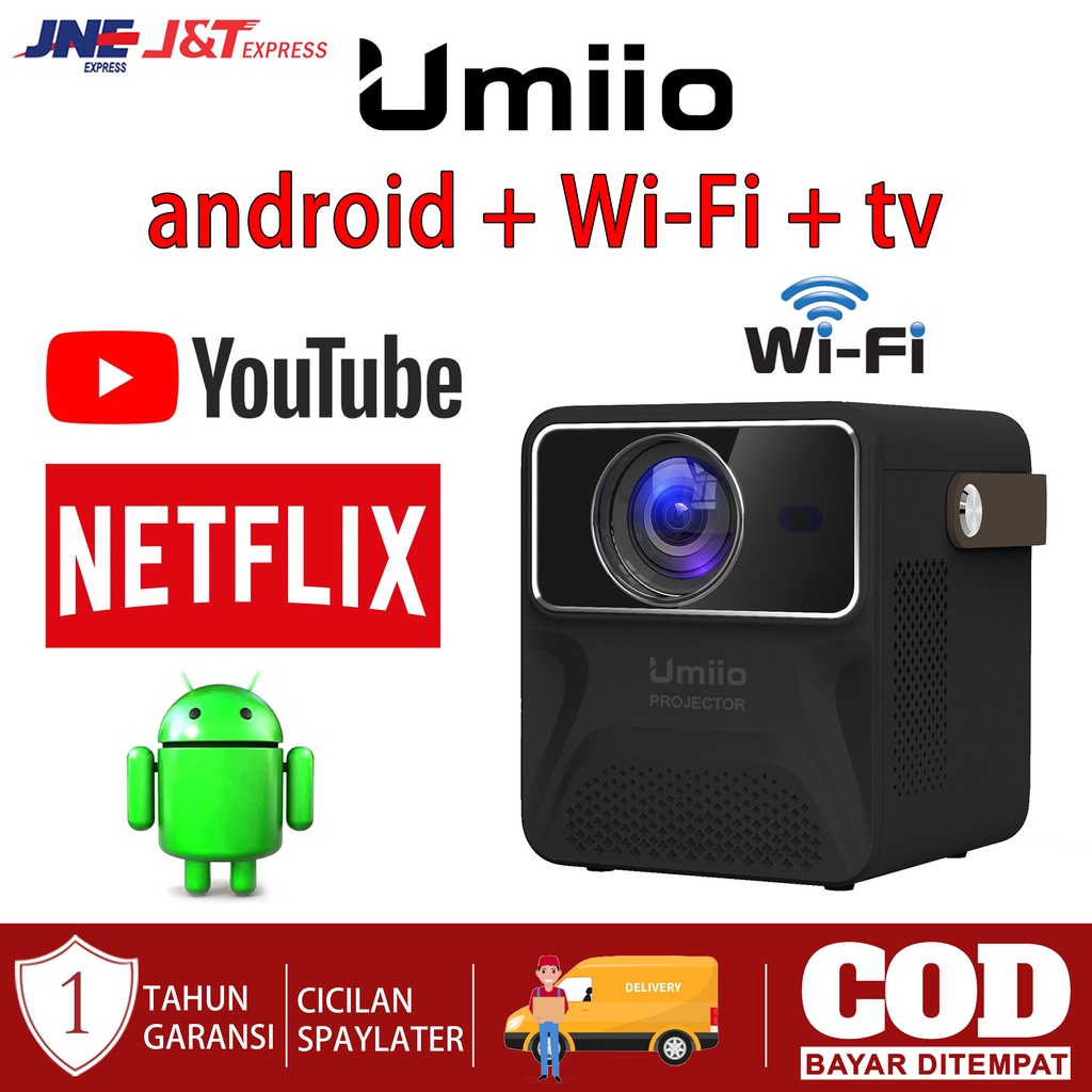 Jual Proyektor Mini 4K HD Rumah Android 1920 1080P 950ANSI 95000 Lumens