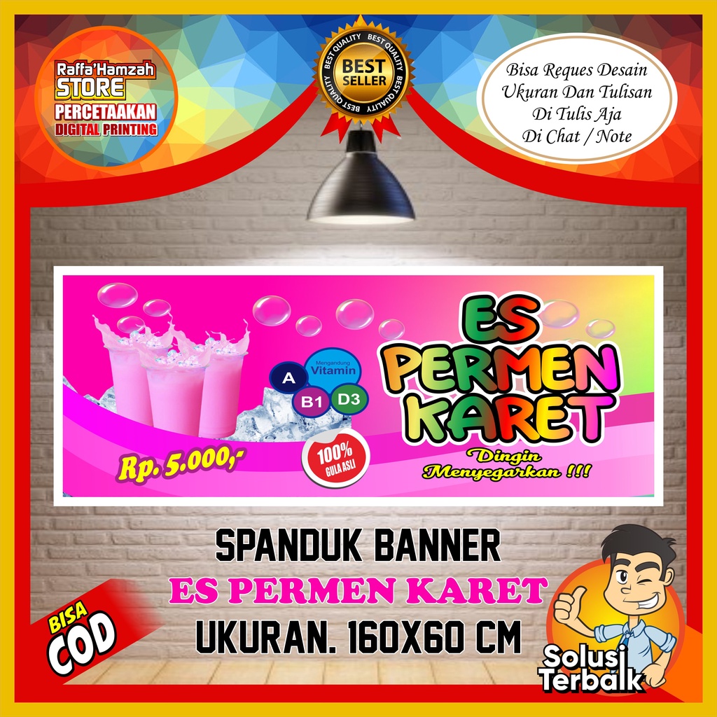 Jual Spanduk Banner Backdrop Es Permen Karet Pink Ukuran X Cm