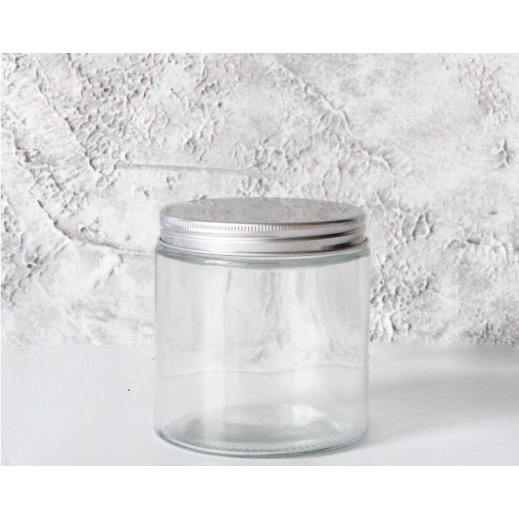 Jual JAR KACA STRAIGHT TUTUP ALUMINIUM SILVER UK 500ml Shopee Indonesia