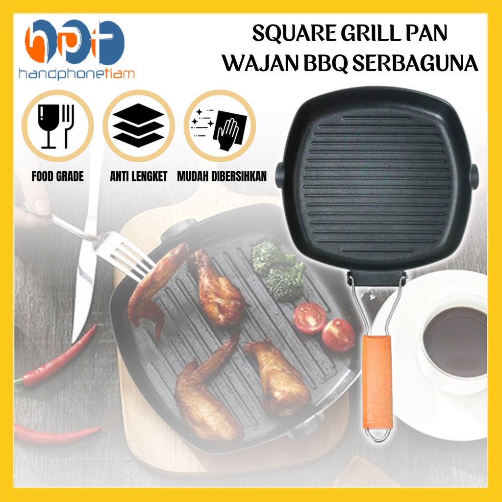 Jual Panci Panggang Serbaguna Square Grill Pan Foldable Wajan BBQ Anti