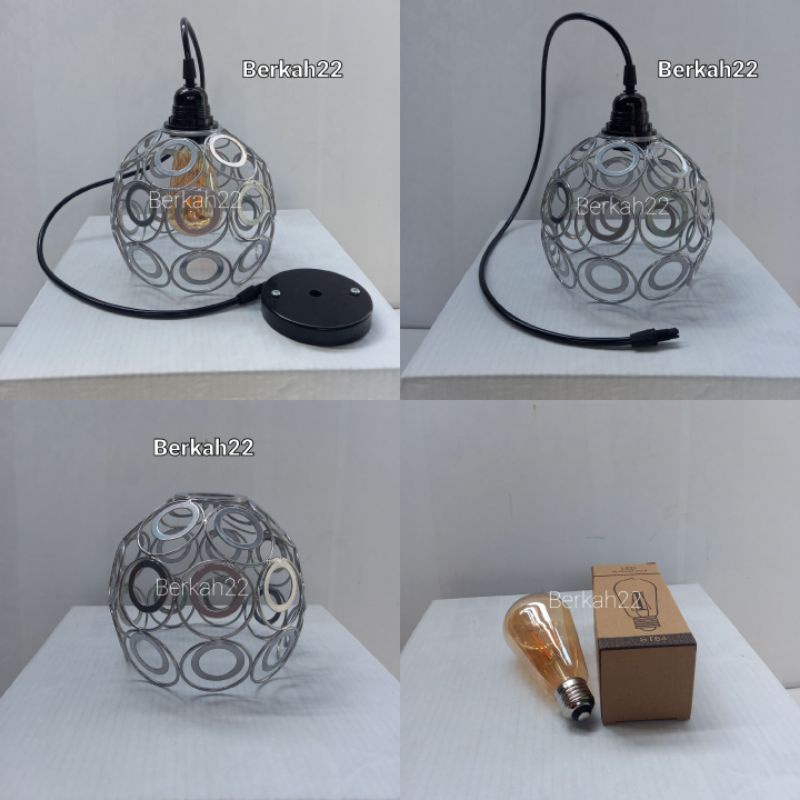 Jual Lampu Gantung Hias Bulat Silver Lampu Gantung Minimalis Ring Besi