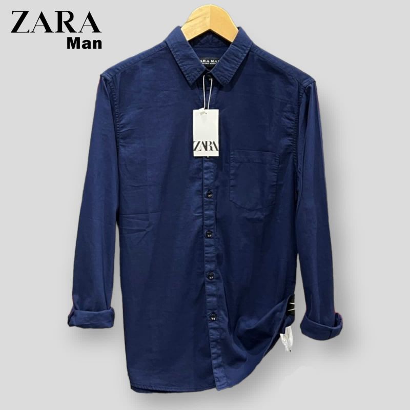 Jual ZARA Kemeja Pria Basic Polos Panjang Variant Warna Catun Twill