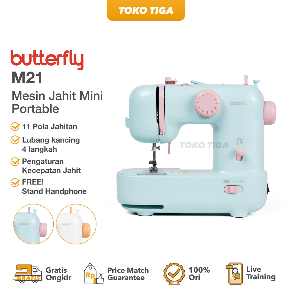 Jual Mesin Jahit Mini BUTTERFLY M21 M 21 Portable Multifungsi