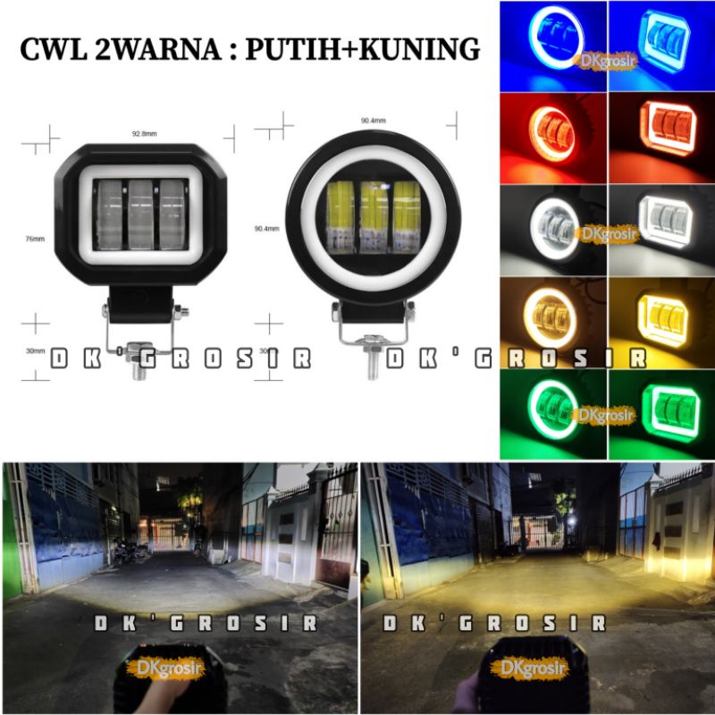 Jual Lampu Tembak Sorot LED 2IN1 2 Warna CWL Cree 3 Mata 30 Watt