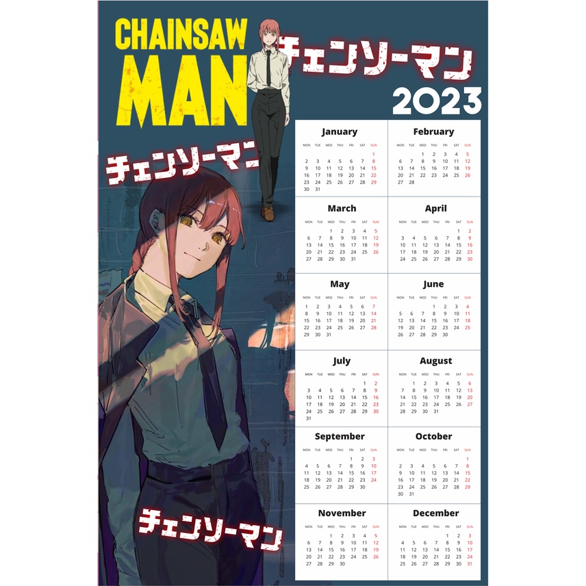 Jual KALENDER DINDING ANIME 2023 CHAINSAW MAN MAKIMA Shopee Indonesia