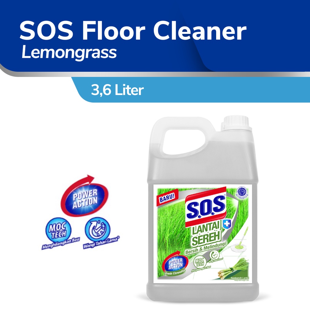 Jual SOS Floor Cleaner Jerigen Sereh 3 6 Liter Exp 05 2025 Shopee