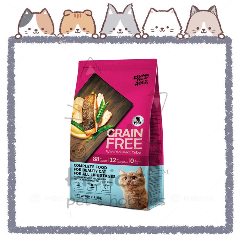 Jual Kitchen Flavor Beauty Dry Cat Food Makanan Kering Kucing Grain