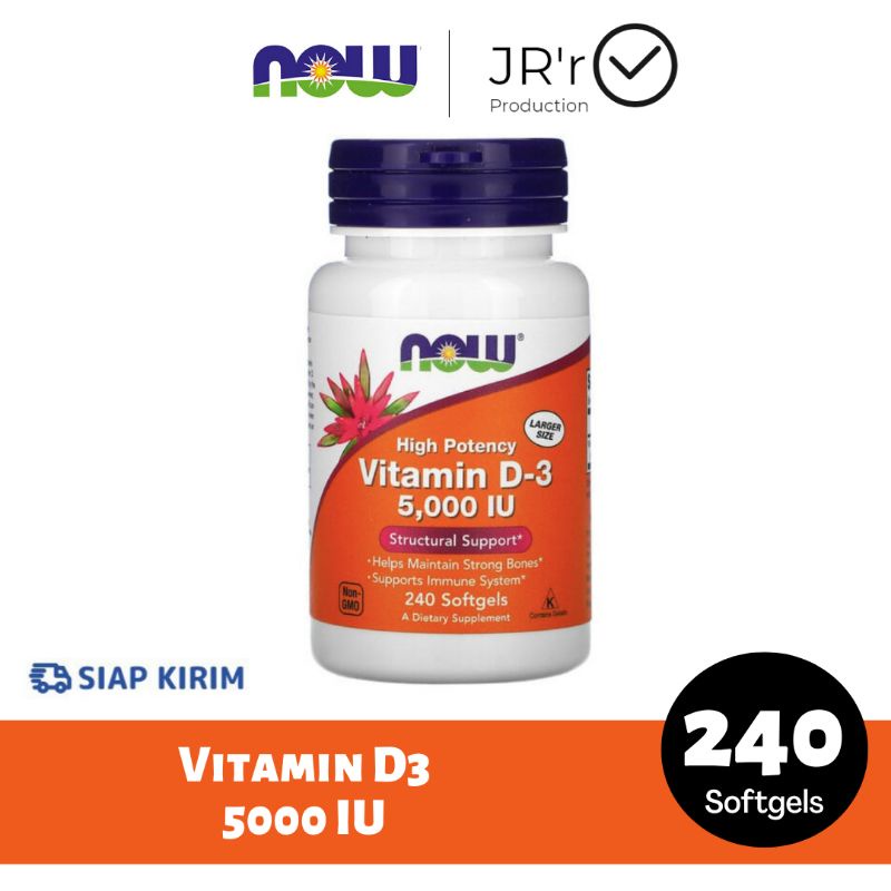 Jual Now Foods Vitamin D3 125 Mcg 5 000 IU 240 Softgel Shopee Indonesia