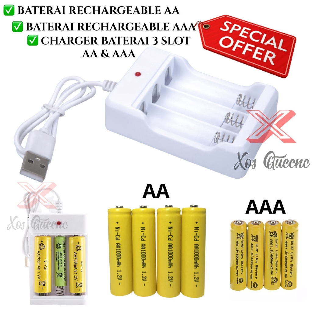 Jual XOQ Battery Baterai Batrei Rechargeable AA 1000mAh AAA 600mAh