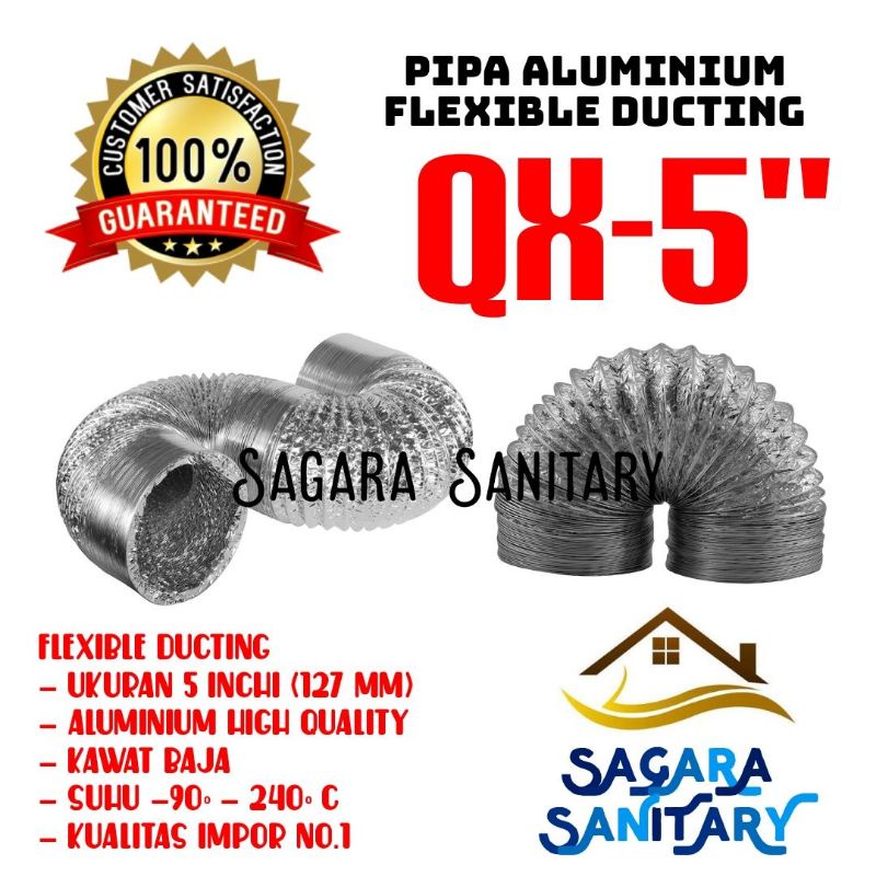 Jual Flexible Ducting Inchi Pipa Cerobong Asap In Aluminium Tahan