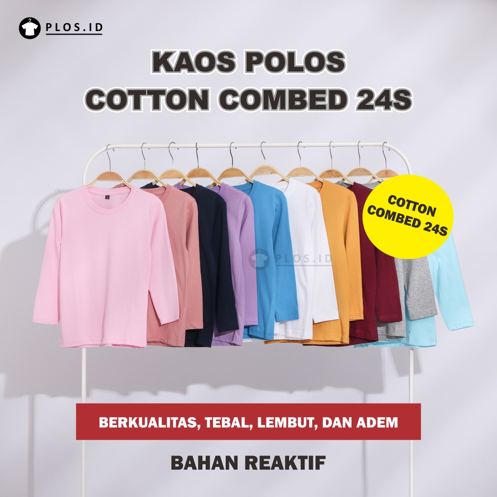 Jual Kaos Polos Cotton Combed S Lengan Panjang Oneck Lebih Tebal