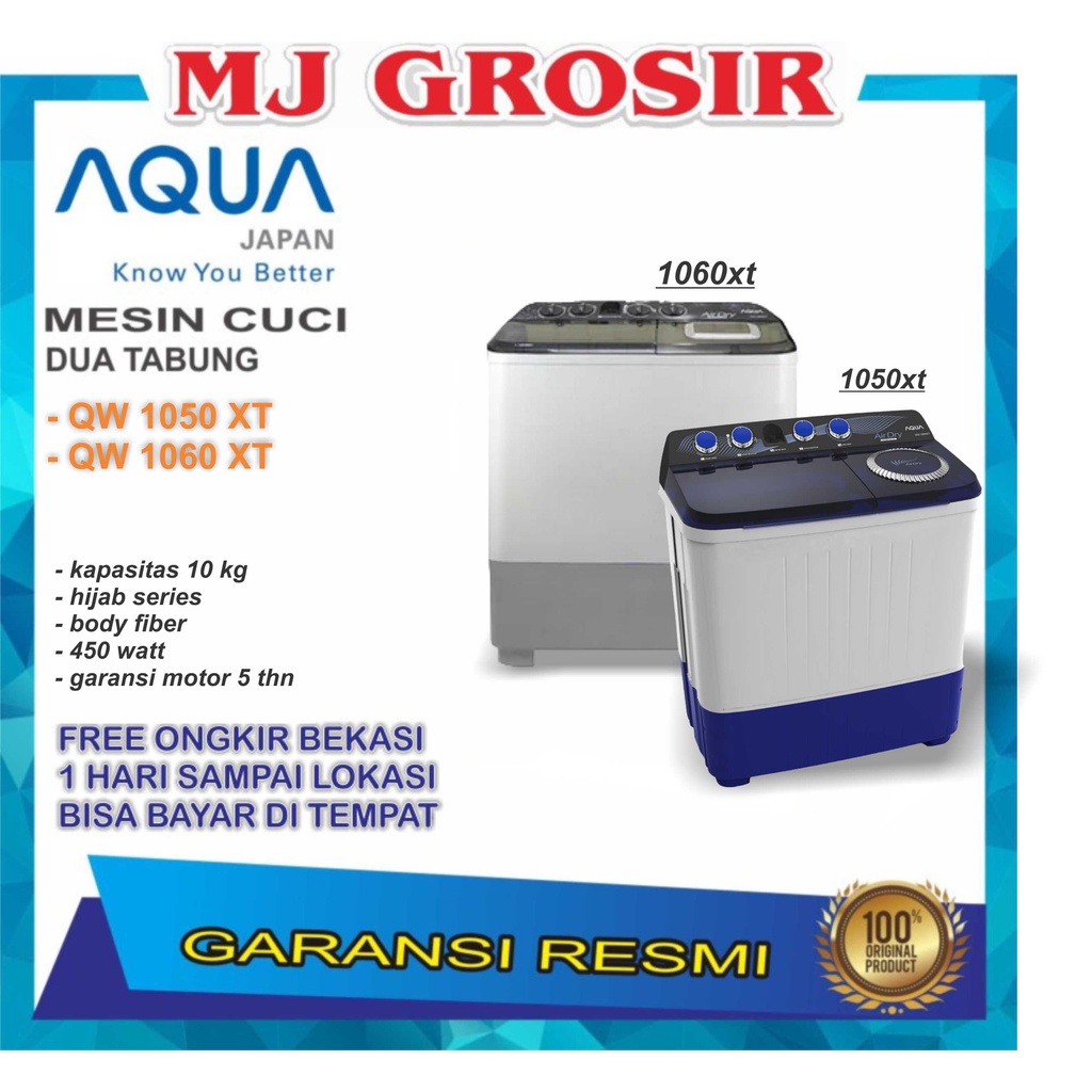 Jual MESIN CUCI AQUA JAPAN QW 1050 XT 1060 Xt 10KG 2 TABUNG HIJAB