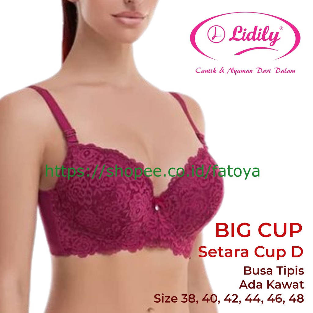 Jual Lydyly Bra Jumbo Big Cup Besar Brukat Kawat Busa Tipis Cup D Size