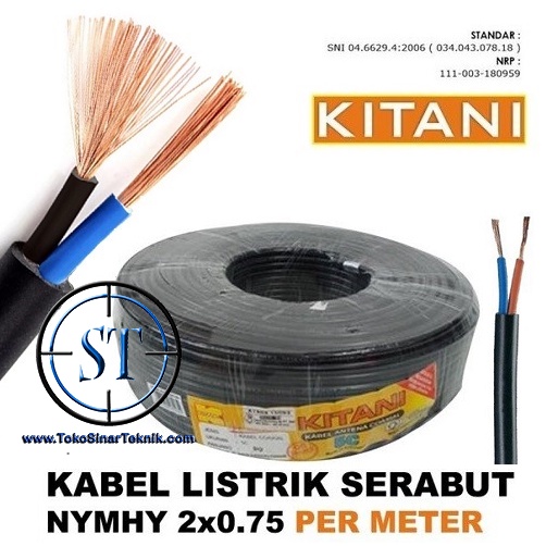 Jual Kabel NYMHY KITANI 2 X 0 75mm 1Meter HITAM Cable Listrik