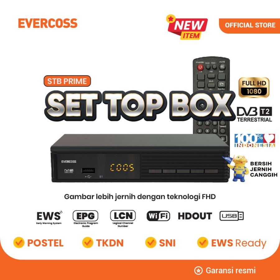 Jual EVERCOSS PRO Set Top Box TV Penerima Siaran Digital Receiver Full