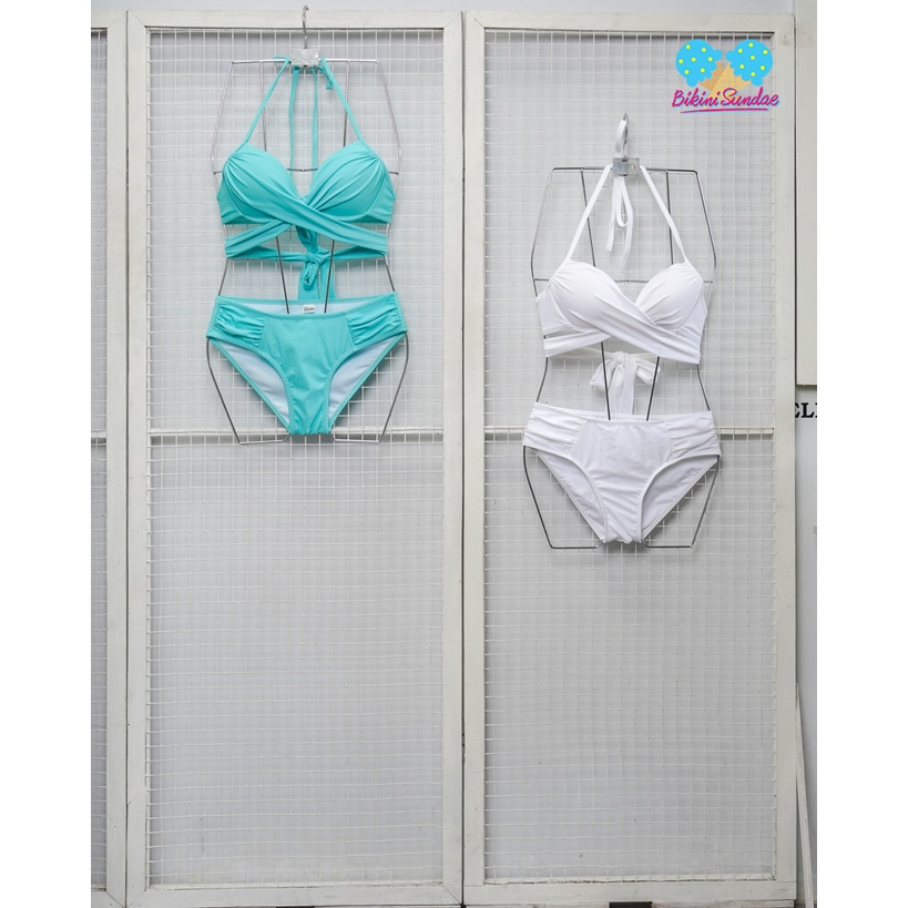 Jual Swimsuit Set Bikini Baju Renang Wanita Bikini Triangle Criss Cross
