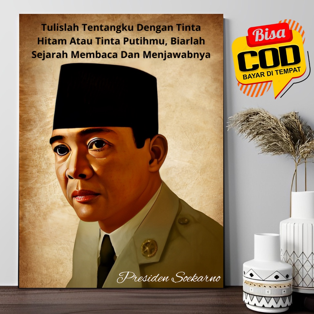 Jual Sukarno Soekarno Presiden Indonesia Poster Kayu Pajangan Dekorasi