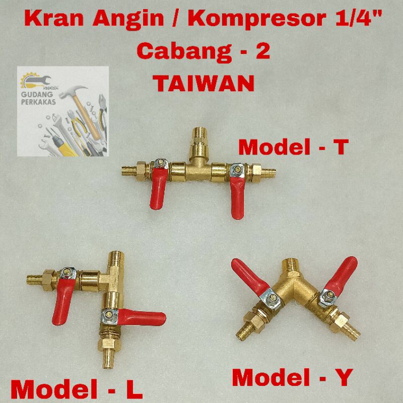 Jual Kran Angin Kompresor 1 4 CABANG 2 Air Cock Hato 1 4 Inch