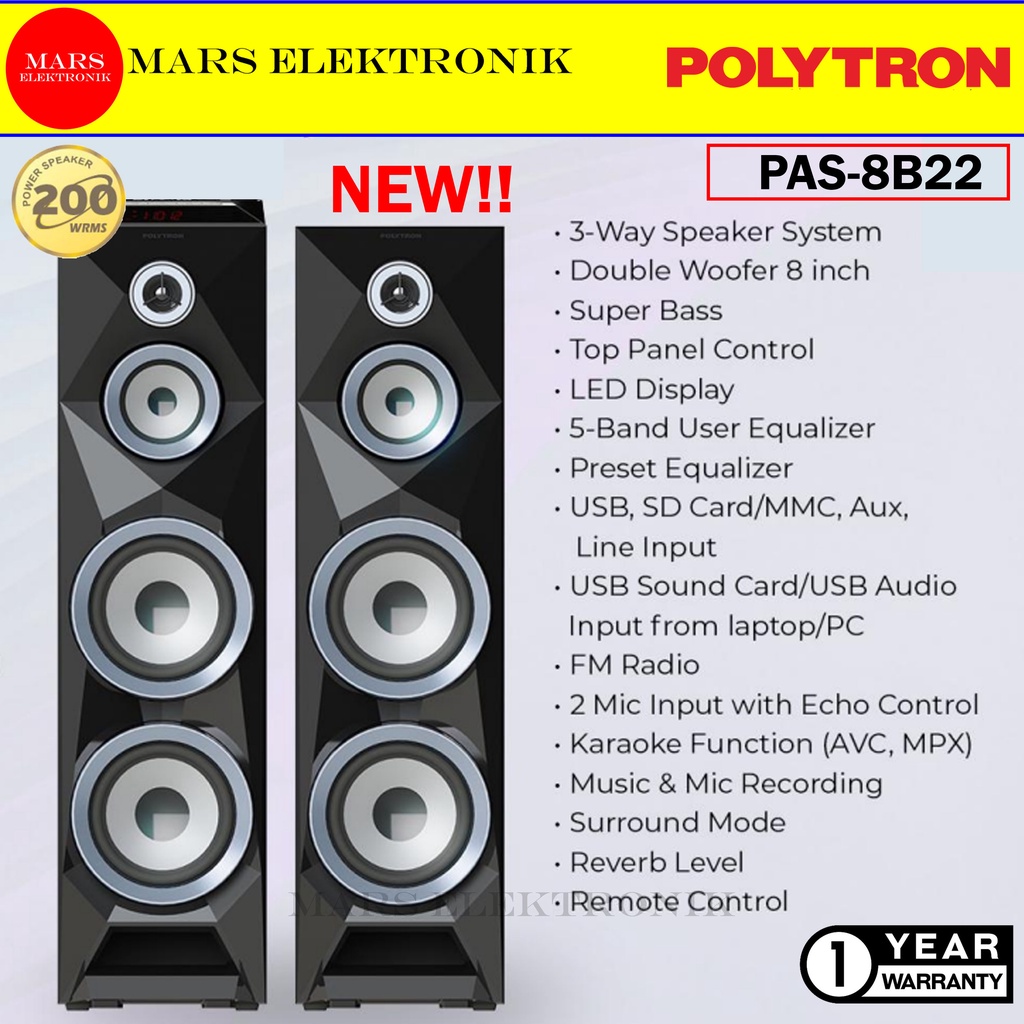 Jual Speaker Active Polytron Pas Bf Super Bass Top Panel Control