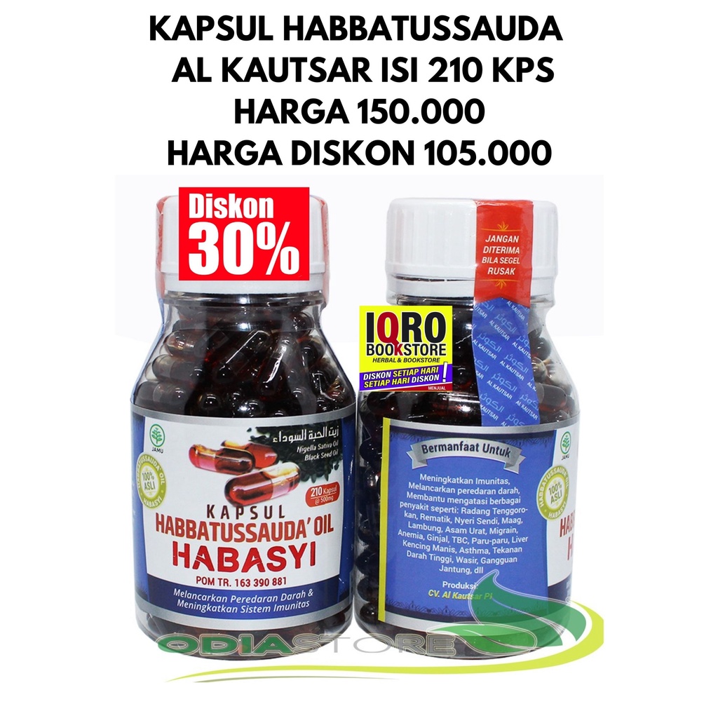 Jual Kapsul Minyak Habbatussauda Oil Habasyi Al Kautsar Isi Kapsul