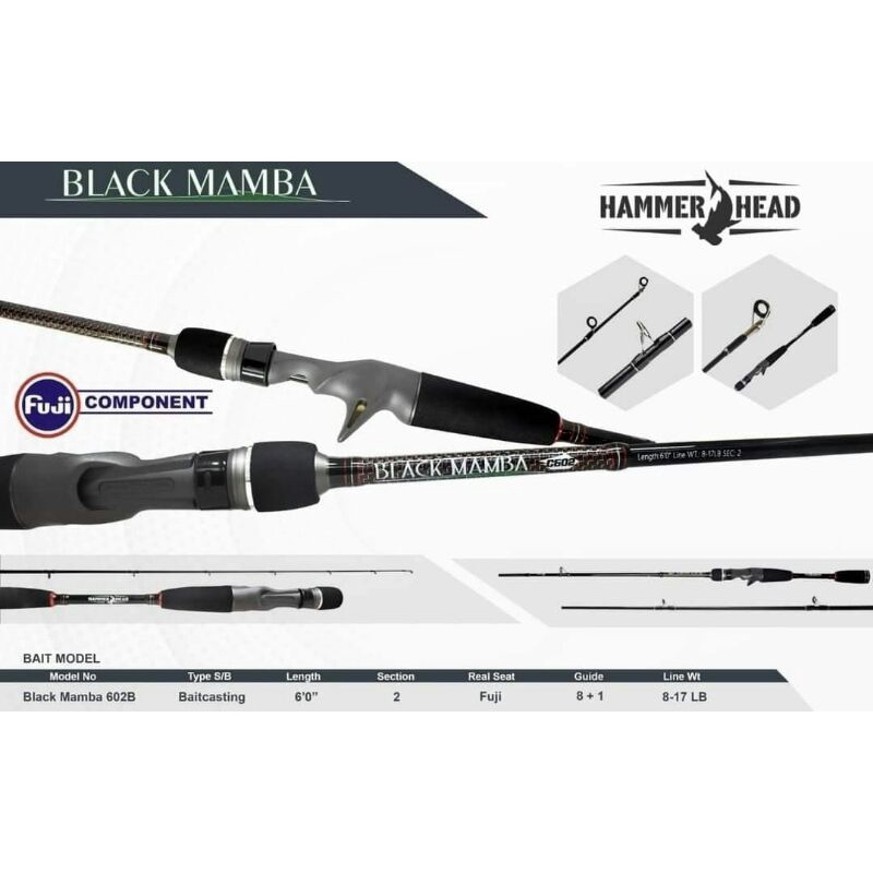 Jual Joran Pancing Baitcasting Hammerhead Blackmamba Type B Ukuran